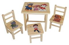 bHome Detský stôl s tromi stoličkami Wood Tlapková Patrola