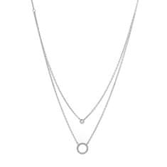 Dvojitý strieborný náhrdelník so zirkónmi AJNA0009