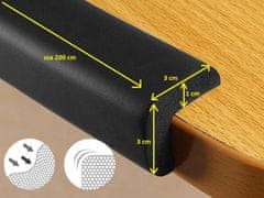 Verk 01498 Penová páska na ochranu hrán stola 200x3x1cm - čierna