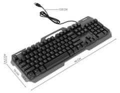 ISO Herná klávesnica LED Metal GT-5, 8447