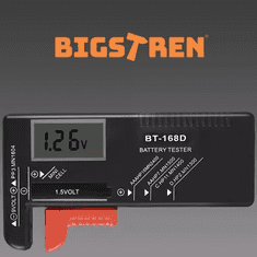 BIGSTREN 19898 Tester batérií digitálny BT-168D, R3, R6, R20, R14, 9V