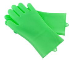 APT AG672C Silikónové rukavice na umývanie riadu - zelené