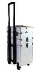 APT CA19 Dvojdielny kozmetický kufrík na kolieskach - strieborný