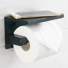 Verk Držiak na toaletný papier s poličkou čierny