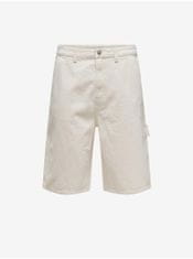 ONLY&SONS Krémové pánske džínsové kraťasy s vreckami ONLY & SONS Edge S