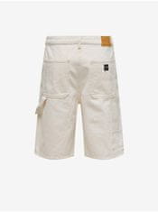 ONLY&SONS Krémové pánske džínsové kraťasy s vreckami ONLY & SONS Edge L