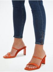 Calvin Klein Oranžové dámske kožené pantofle na podpätku Calvin Klein Heel Mule 37
