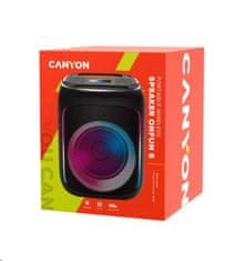 CANYON prenosný párty reproduktor OnFun 5, 40W, RGB, BT5, USB-A, microSD, AUX, 6,3 mm jack, režim TWS, čierny