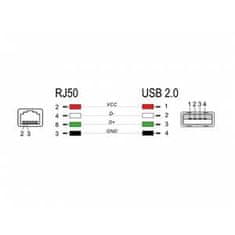 DELOCK Kábel z rozhrania RJ50 na USB 2.0 Typu-A k čítačke čiarových kódov, 2 m