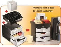 Cep Stolný organizér so zásuvkami - plastový, 4 zásuvky, čierna/sivá