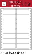 Samolepiace tabelačné etikety SK Label - dvojradové, 100,0 x 36,1mm, 400 ks