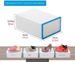 HOME & MARKER® Priehľadný plastový organizačný box na topánky (12 kusov, rozmery 1 kus 14 x 24 x 34 cm) | SHOEZY