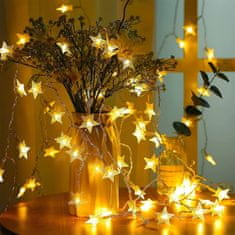 HOME & MARKER® Vianočné vonkajšie svetelné reťaze s hviezdami (6 m, biela farba) | STARYGLOW