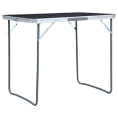 Vidaxl Skladací kempingový stôl s kovovým rámom sivý 80x60 cm