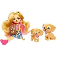 Mattel Bábika Enchantimals + šteniatka a veverička