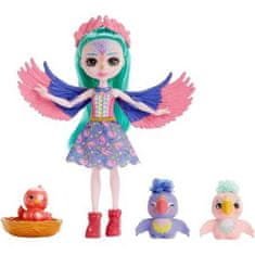 Mattel Bábika Enchantimals Filia Finch s rodinou papagájov