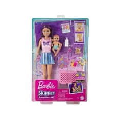 Mattel Bábika Barbie Skipper opatrovateľka s fialovým melírom + bábätko, doplnky