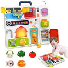 CAB Toys Montessori kuchynka Busy Board svetelná tabuľa so zvukovými efektmi
