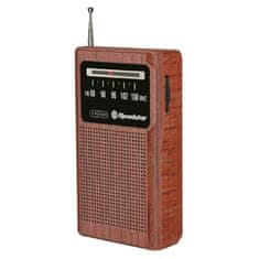 Roadstar Rádio , TRA-1230/WD, prenosné, FM, 1 x repro, 2x AA, farba drevo