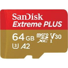 SanDisk Pamäťová karta Micro SDXC Extreme Plus 64GB UHS-I U3 (200R/ 90W) + adapter