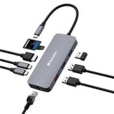 VERBATIM USB Hub USB-C Pro Multiport 9 Port - stříbrný