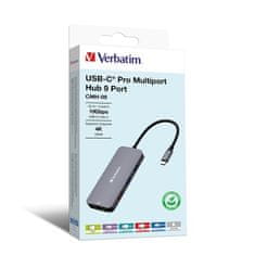 VERBATIM USB Hub USB-C Pro Multiport 9 Port - stříbrný
