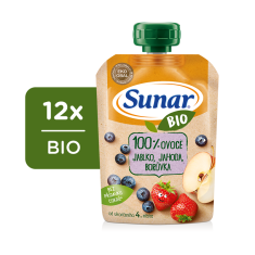 Sunar 12x BIO ovocná kapsička jablko, jahoda, čučoriedka 4m+, 100 g