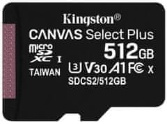 Kingston Canvas Select Plus 512GB microSD / UHS-I / CL10 / bez adaptéra