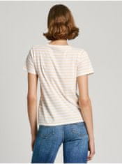 Pepe Jeans Žlto-biele dámske pruhované tričko Pepe Jeans XS