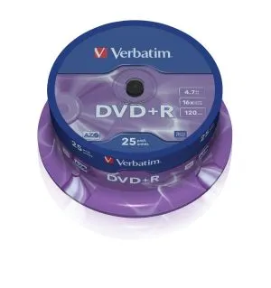 VERBATIM DVD+R 4,7GB 16x spindl 25pck/BAL (43500)