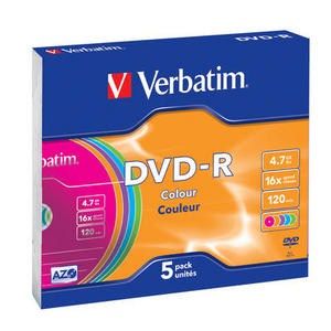 VERBATIM DVD-R 4,7GB 16x COLOR slim 5p/BAL (43557)