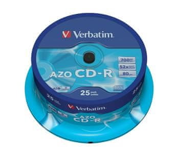 VERBATIM CD-R 80 52x CRYST. spindl 25pck/BAL (43352) - rozbalené