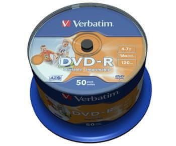 VERBATIM DVD-R 4,7GB 16x PRINT. spindl 50pck/BAL (43533)