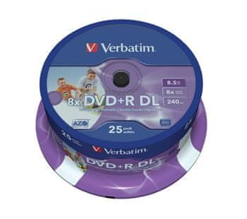 VERBATIM DVD+R 8,5GB 8x DoubleLayer PRINTABLE spindl 25pck/BAL (43667)