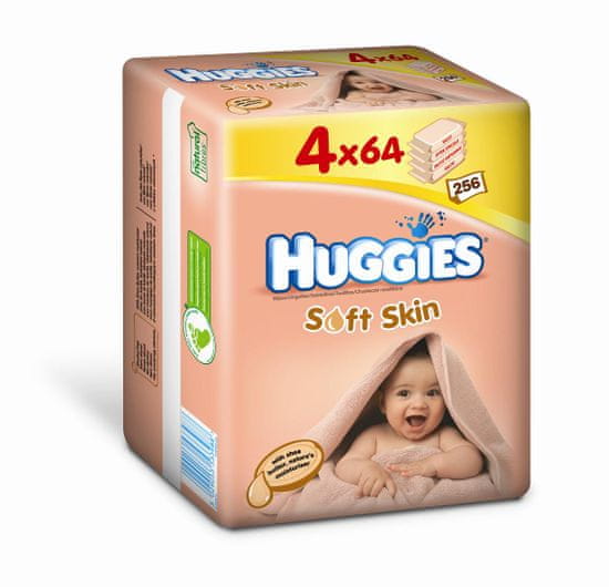 Huggies vlhčené obrúsky Soft Skin Quatro Pack 64x4 ks