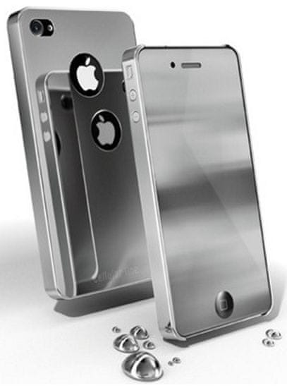 CellularLine chrómové púzdro + zrkadlová fólia, strieborná - iPhone 4
