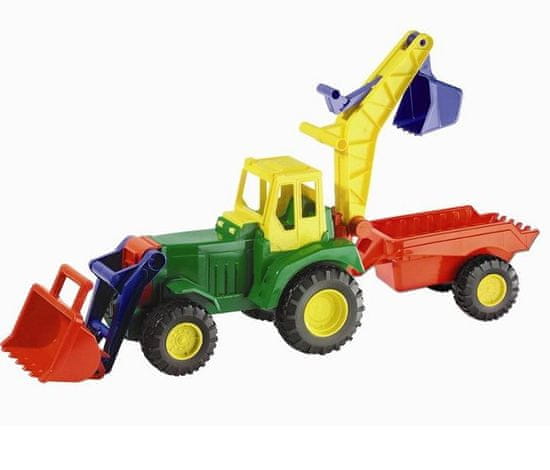 LENA Traktor s lyžicou, bágrom a vozíkom