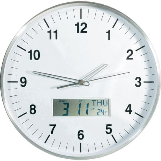 Conrad Nástenné analogové DCF hodiny s LCD (672225)