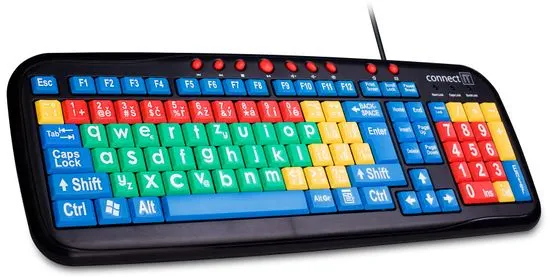 Connect IT CI-72 Kontrastné farebná klávesnica pre deti, USB