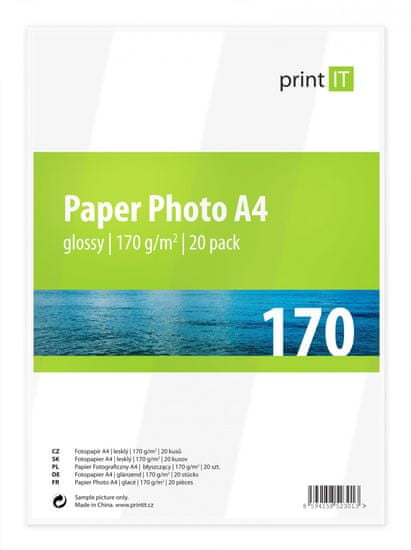 Print IT fotopapier A4 170g/m2, 20 listov, lesklý (PI-83)