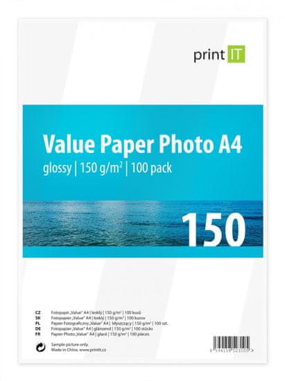 Print IT Value fotopapier A4, 150g/m2, 100 listov, lesklý