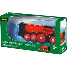 Brio Mohutná elektrická červená lokomotíva so svetlami