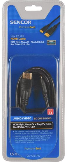 SENCOR SAV 174-015 (HDMI 1.4 A-C mini kabel), 1,5 m