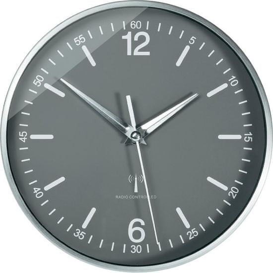 Eurochron Analógové nástenné DCF hodiny 19.5 cm, hliník