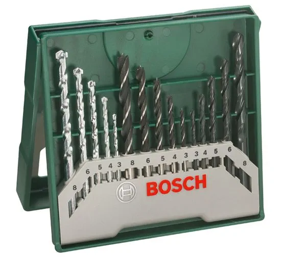 Bosch Mini X-line set, vrtáky, 15 dielny