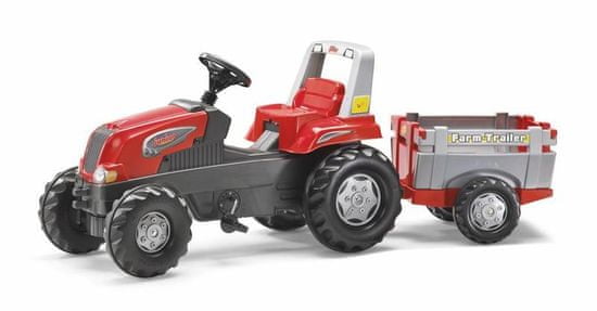 Rolly Toys Šliapací traktor Rolly Junior RT s vlečkou červeno-šedý