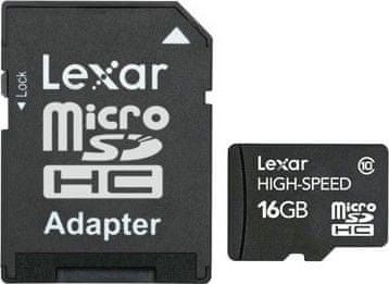 LEXAR 16GB microSDHC (Class 10) + adaptér