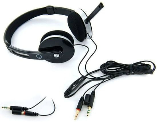 4World Sluchátka s mikrofonem a náušníky, drátěné 2,2 m, černá