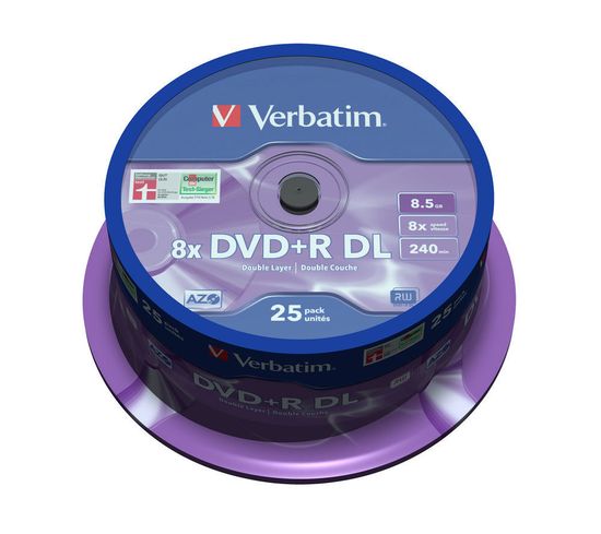 VERBATIM DVD+R DL 8.5GB 8x Spindle 25-pack (43757)