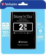 VERBATIM Store 'n' Go 2TB / Externý / USB 3.0 / 2,5 "/ Black (53177)